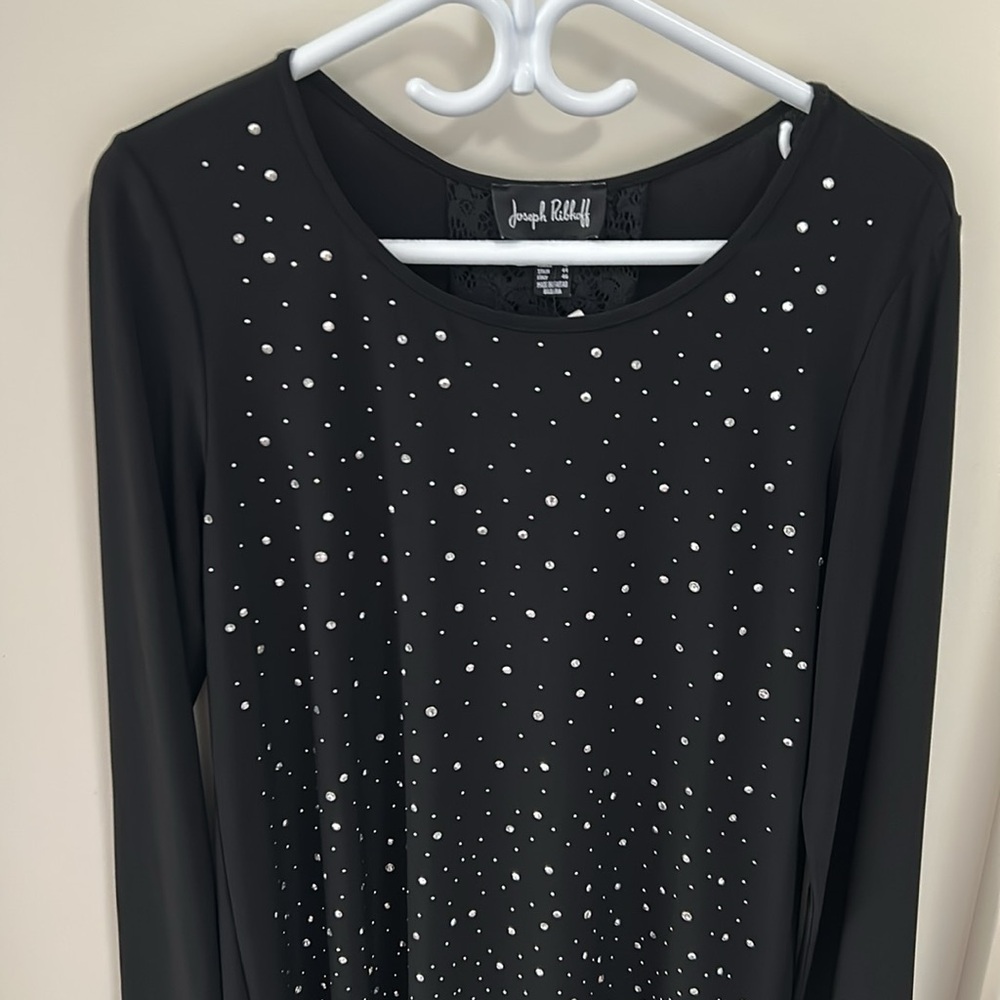NWT:  Joseph Ripkoff Black Top with Studded Design & cross tie with lace back - Picture 5 of 14
